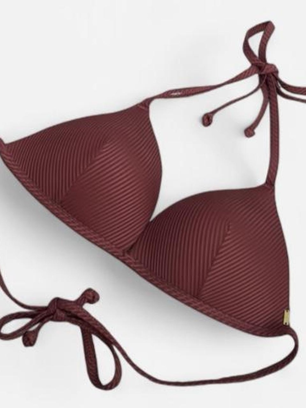 PINK Victoria's Secret Ribbed Triangle Bikini Top - Mauve Plum